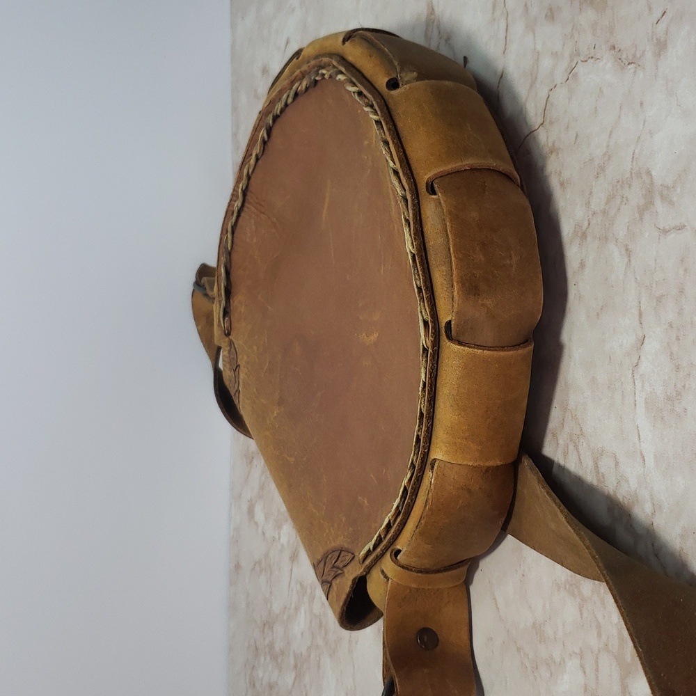 Vintage Style Brown Embossed Leather Shoulder Bag - Picture 3 of 7
